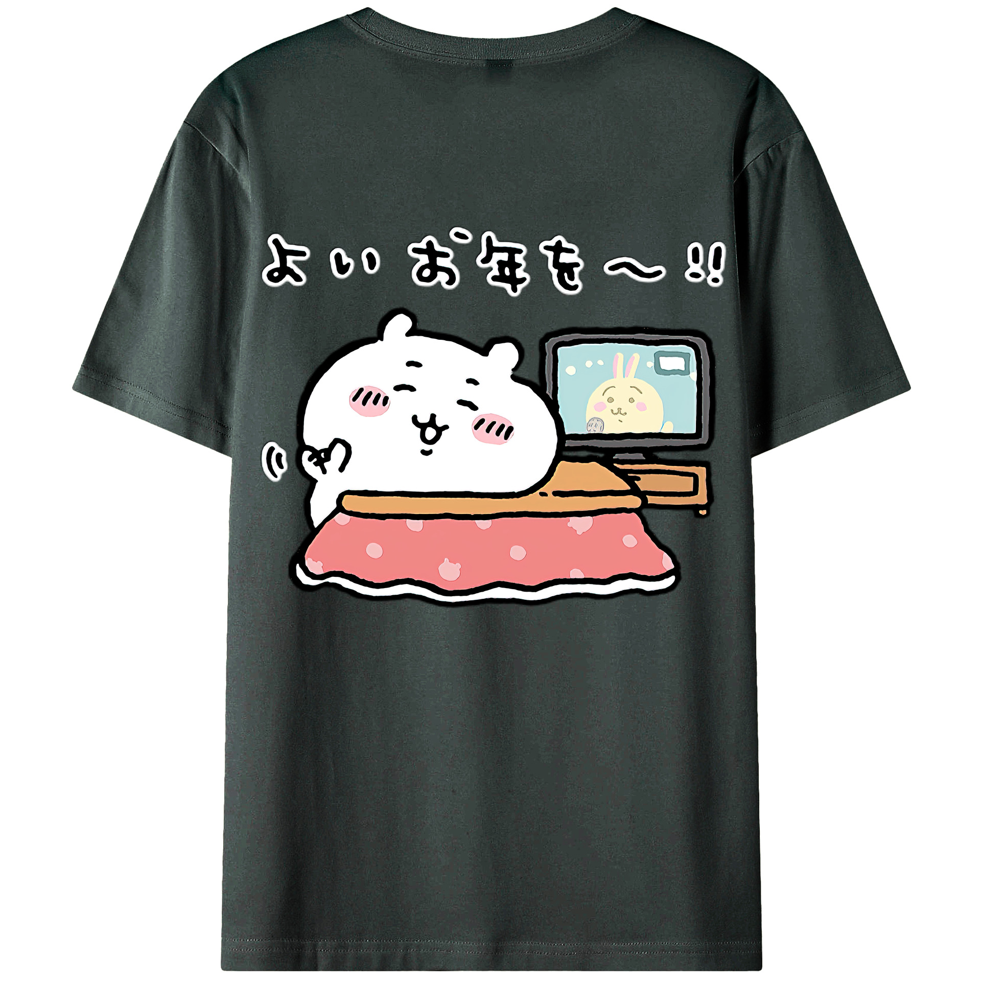 （画像用） ちいかわ ちいかわ Chii-kawa chiikawa 綿100％ メンズ半袖Tシャツ（バックプリント） 通気性
